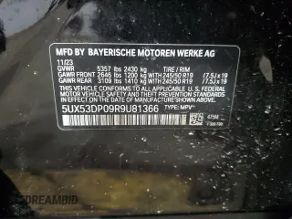 2024 BMW X3 xDrive30i with VIN 5UX53DP09R9U81366, listed as a Copart auction lot 48066155 with Not Provided miles and Salvage Title. Bid and sale history available at DreamBid. Image 13.