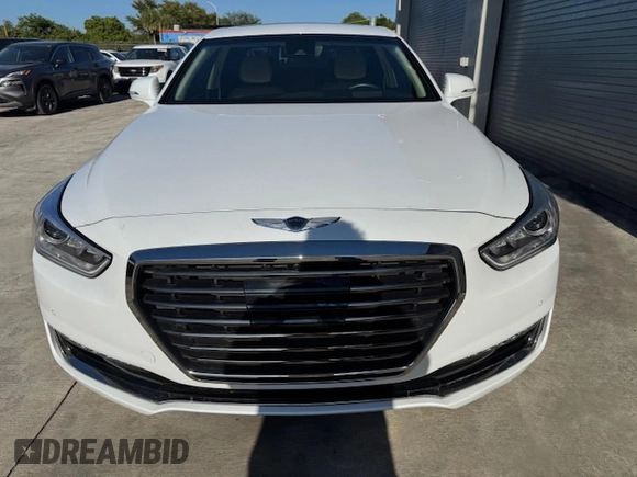 2019 Genesis G90 z VIN KMTF54JH1KU054539, wystawiony jako Copart lot #53653765 z przebiegiem 27 024 mil mil oraz Nie do naprawy • Non repairable. Historia ofert i sprzedaży dostępna na DreamBid. Obrazek 5.