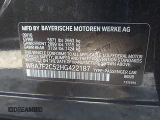 2017 BMW 7 Series ALPINA B7 xDrive with VIN WBA7F2C52HG422187, listed as a IAAI auction lot 41319169 with 114,883 mi miles. Bid and sale history available at carsss.com. Image 9.