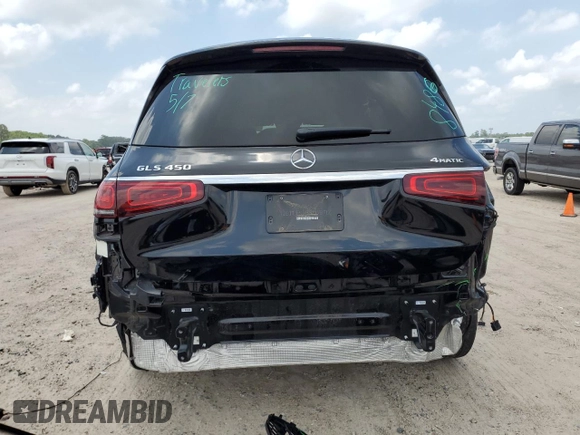 2021 Mercedes-Benz GLS 450 with VIN 4JGFF5KE2MA461453, listed as a Copart auction lot 55395124 with 57,363 mi miles and Salvage Title. Bid and sale history available at DreamBid. Image 6.