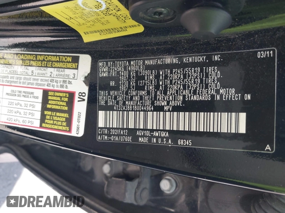 2011 Toyota Venza z VIN 4T3ZA3BB1BU044964, wystawiony jako IAAI lot #42160143 z przebiegiem 168 995 mil mil oraz . Historia ofert i sprzedaży dostępna na DreamBid. Obrazek 9.