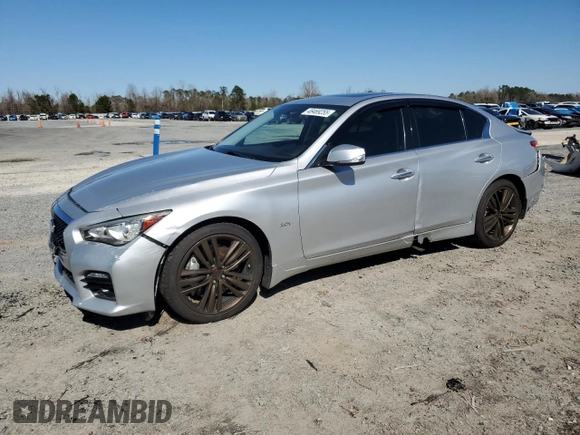 2016 Infiniti Q50 Premium with VIN JN1EV7AR7GM346372, listed as a Copart auction lot 48469255 with 97,236 mi miles and Salvage Title. Bid and sale history available at DreamBid. Image 1.