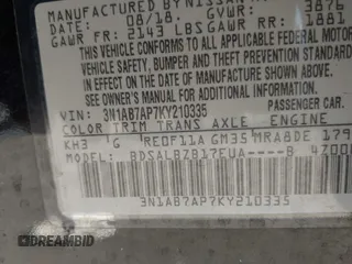 2019 Nissan Sentra S with VIN 3N1AB7AP7KY210335, listed as a IAAI auction lot 41177615 with 89,778 mi miles. Bid and sale history available at carsss.com. Image 9.