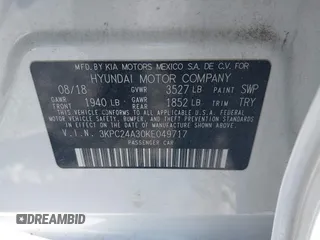 2019 Hyundai Accent SE with VIN 3KPC24A30KE049717, listed as a IAAI auction lot 41792523 with 58,576 mi miles. Bid and sale history available at carsss.com. Image 9.