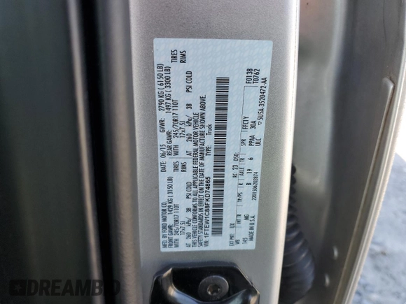 2015 Ford F-150 XLT with VIN 1FTEW1C88FKD74865, listed as a Copart auction lot 48251125 with 215,845 mi miles and Salvage Title. Bid and sale history available at carsss.com. Image 12.