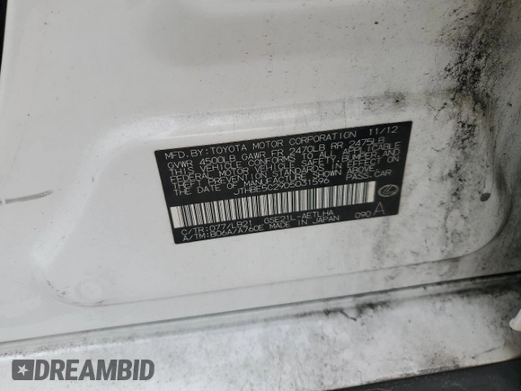 2013 Lexus IS with VIN JTHBE5C29D5031596, listed as a Copart auction lot 80973604 with 133,409 mi miles and Salvage Title. Bid and sale history available at carsss.com. Image 14.