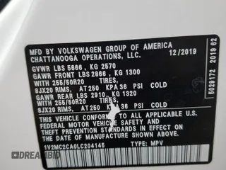2020 Volkswagen Atlas SEL with VIN 1V2MC2CA0LC204145, listed as a Copart auction lot 72953303 with 59,549 mi miles and . Bid and sale history available at DreamBid. Image 12.