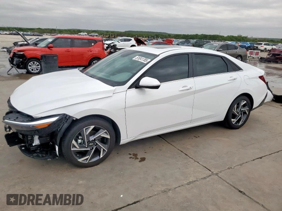 2024 Hyundai Elantra SEL z VIN KMHLS4DG1RU820451, wystawiony jako Copart lot #51041765 z przebiegiem 4 058 mil mil oraz Szkoda całkowita • Salvage title. Historia ofert i sprzedaży dostępna na DreamBid. Obrazek 1.