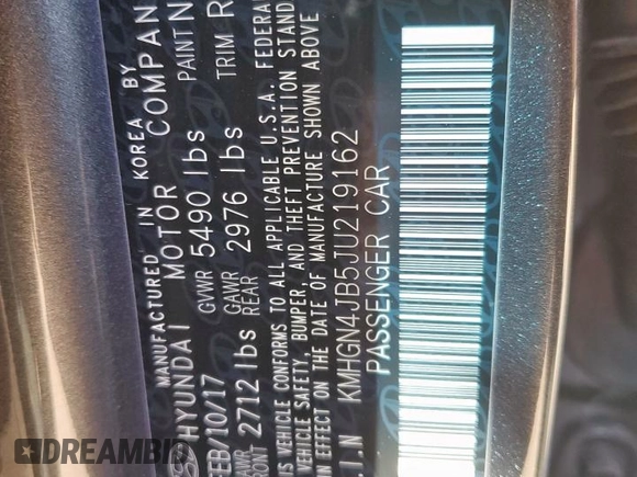 2018 Genesis G80 Sport with VIN KMHGN4JB5JU219162, listed as a Copart auction lot 46816185 with 58,056 mi miles and Salvage Title. Bid and sale history available at DreamBid. Image 12.
