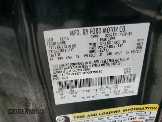 2014 Ford F-150 XL with VIN 1FTFW1ET3EKG39910, listed as a Copart auction lot 61995165 with 139,067 mi miles and Salvage title. Bid and sale history available at DreamBid. Image 12.
