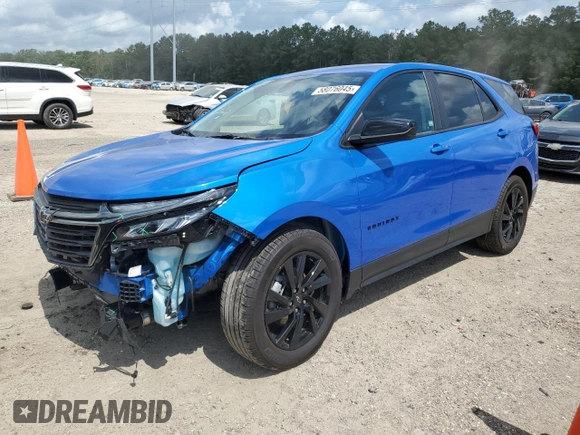 2024 Chevrolet Equinox LS with VIN 3GNAXHEG0RL163520, listed as a Copart auction lot 58076045 with 28,531 mi miles and Salvage title. Bid and sale history available at DreamBid. Image 1.