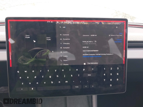 2025 Tesla Model 3 Long Range with VIN 5YJ3E1EA5SF890621, listed as a IAAI auction lot 41924915 with 6,528 mi miles and . Bid and sale history available at DreamBid. Image 7.
