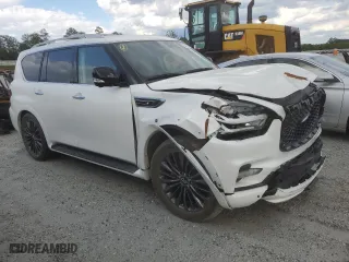 2021 Infiniti QX80 LUXE with VIN JN8AZ2AF6M9721468, listed as a Copart auction lot 56313704 with 23,748 mi miles and Salvage Title. Bid and sale history available at carsss.com. Image 4.