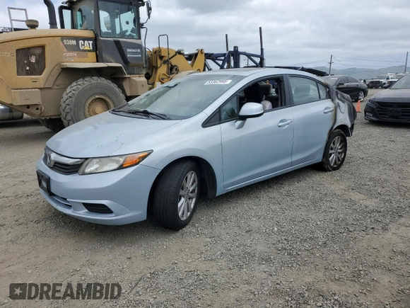 2012 Honda Civic EX with VIN 2HGFB2F86CH579963, listed as a Copart auction lot 53362995 with Not Provided miles and Non Repairable. Bid and sale history available at DreamBid. Image 1.