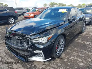 2018 Infiniti Q50 Red Sport 400 with VIN JN1FV7AP0JM461227, listed as a IAAI auction lot 42308384 with 100,694 mi miles and . Bid and sale history available at DreamBid. Image 6.