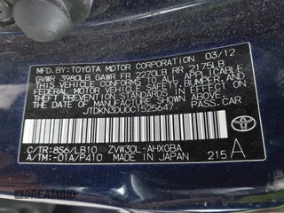 2012 Toyota Prius One with VIN JTDKN3DU0C1525647, listed as a IAAI auction lot 42051971 with 134,330 mi miles and . Bid and sale history available at DreamBid. Image 9.