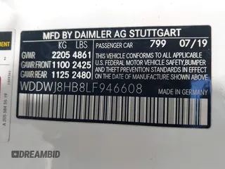 2020 Mercedes-Benz C 63 S AMG with VIN WDDWJ8HB8LF946608, listed as a IAAI auction lot 41162275 with 45,499 mi miles and . Bid and sale history available at DreamBid. Image 9.