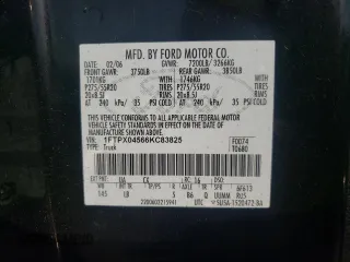 2006 Ford F-150 XLT с VIN 1FTPX04566KC83825, выставлен на аукционе Copart как лот 61541365 с пробегом 141 597 миль миль и Чистый • Clean title. История ставок и продаж доступна на DreamBid. Изображение 12.