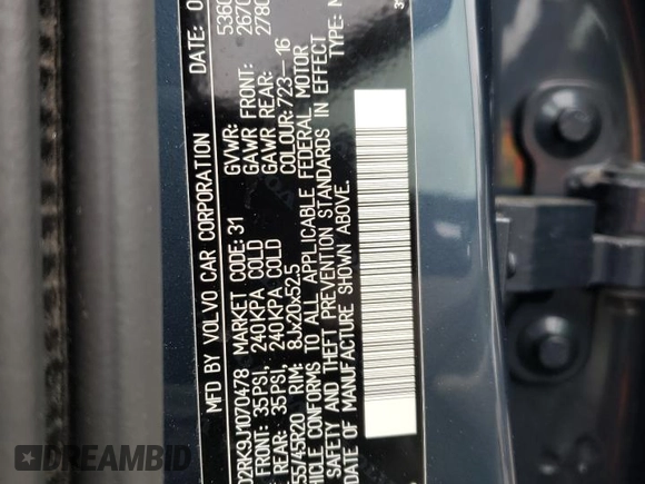2018 Volvo XC60 Momentum with VIN YV4102RK9J1070478, listed as a Copart auction lot 57745925 with 128,872 mi miles and Salvage title. Bid and sale history available at DreamBid. Image 14.
