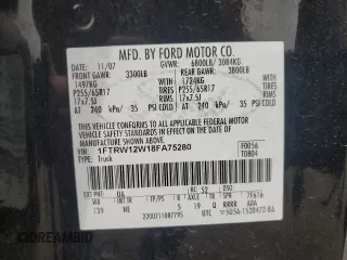 2008 Ford F-150 XL с VIN 1FTRW12W18FA75280, выставлен на аукционе Copart как лот 60864915 с пробегом 206 148 миль миль и Списание • Salvage title. История ставок и продаж доступна на DreamBid. Изображение 13.