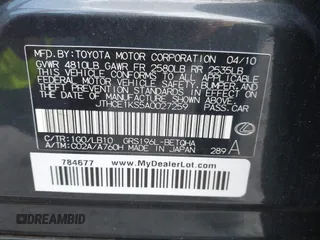 2010 Lexus GS 350 z VIN JTHCE1KS5A0027259, wystawiony jako IAAI lot #42154922 z przebiegiem 194 926 mil mil oraz . Historia ofert i sprzedaży dostępna na DreamBid. Obrazek 9.