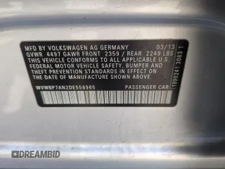 2013 Volkswagen CC Sport Plus z VIN WVWBP7AN2DE558965, wystawiony jako Copart lot #52894795 z przebiegiem 171 734 mil mil oraz Szkoda całkowita • Salvage title. Historia ofert i sprzedaży dostępna na DreamBid. Obrazek 12.