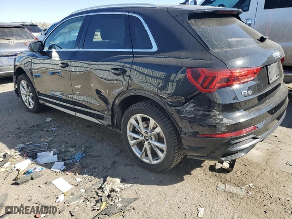 2022 Audi Q3 S line Premium Plus with VIN WA1EECF37N1004309, listed as a Copart auction lot 43476575 with 27,449 mi miles and Salvage Title. Bid and sale history available at carsss.com. Image 2.