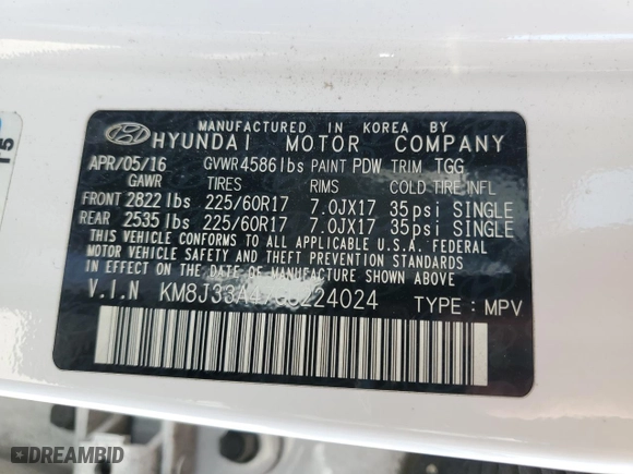 2016 Hyundai Tucson SE with VIN KM8J33A47GU224024, listed as a Copart auction lot 51810465 with 99,053 mi miles and Salvage Title. Bid and sale history available at carsss.com. Image 14.