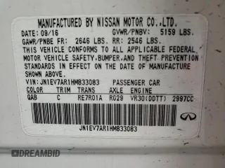 2017 Infiniti Q50 Premium with VIN JN1EV7AR1HM833083, listed as a Copart auction lot 58192595 with 140,939 mi miles and Clean title. Bid and sale history available at DreamBid. Image 12.
