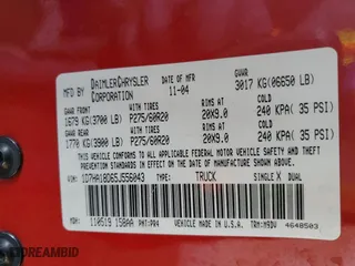 2005 Dodge Ram 1500 SLT with VIN 1D7HA18D65J556043, listed as a Copart auction lot 89220775 with 431,750 mi miles and Salvage Title. Bid and sale history available at carsss.com. Image 12.