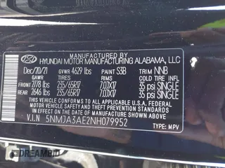 2022 Hyundai Tucson SE with VIN 5NMJA3AE2NH079952, listed as a IAAI auction lot 40908823 with 8,203 mi miles and . Bid and sale history available at carsss.com. Image 9.
