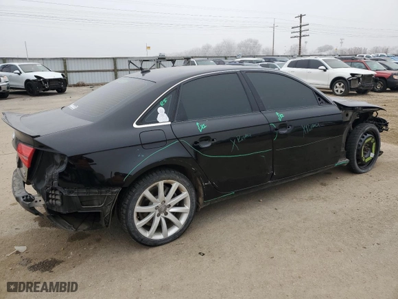 2013 Audi A4 Premium Plus with VIN WAUFFAFL1DA175015, listed as a Copart auction lot 83491424 with 98,397 mi miles and Salvage Title. Bid and sale history available at carsss.com. Image 3.