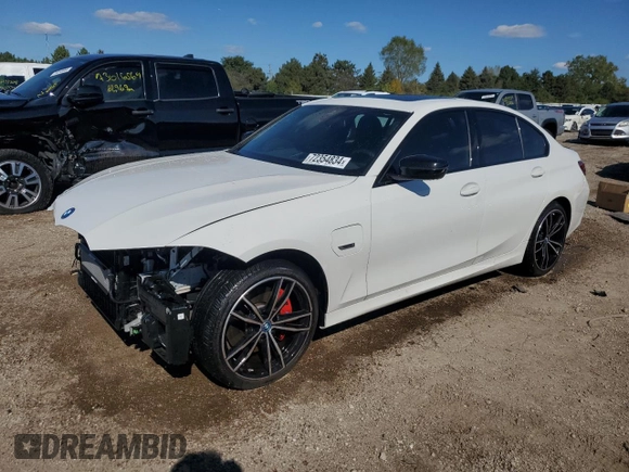 2023 BMW 3 Series 330e xDrive with VIN 3MW39FS03P8D11146, listed as a Copart auction lot 72354834 with 19,517 mi miles and Salvage Title. Bid and sale history available at carsss.com. Image 1.