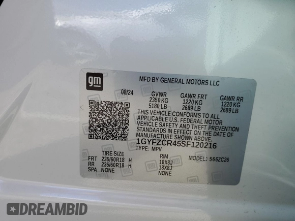 2025 Cadillac XT4 FWD Premium Luxury with VIN 1GYFZCR45SF120216, listed as a Copart auction lot 49642515 with Not provided miles and Salvage title. Bid and sale history available at DreamBid. Image 13.