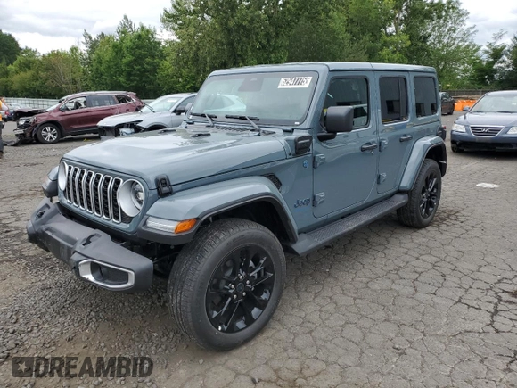 2025 Jeep Wrangler Sahara with VIN 1C4RJXP6XSW585466, listed as a Copart auction lot 62947775 with 1,538 mi miles and Clean title. Bid and sale history available at DreamBid. Image 1.