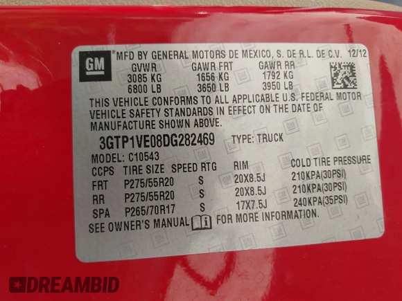 2013 GMC Sierra 1500 SLE z VIN 3GTP1VE08DG282469, wystawiony jako IAAI lot #42015632 z przebiegiem 194 087 mil mil oraz . Historia ofert i sprzedaży dostępna na DreamBid. Obrazek 9.