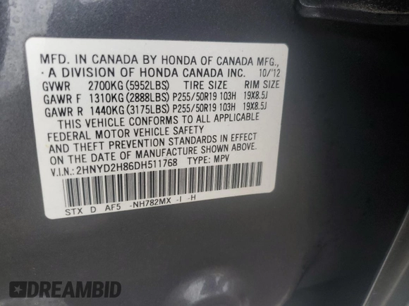 2013 Acura MDX Advance with VIN 2HNYD2H86DH511768, listed as a Copart auction lot 41433505 with 111,537 mi miles and Salvage Title. Bid and sale history available at DreamBid. Image 15.
