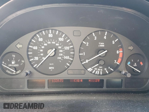 2002 BMW X5 4.4i with VIN 5UXFB335X2LH35651, listed as a Copart auction lot 44817345 with 133,972 mi miles and Salvage Title. Bid and sale history available at carsss.com. Image 9.