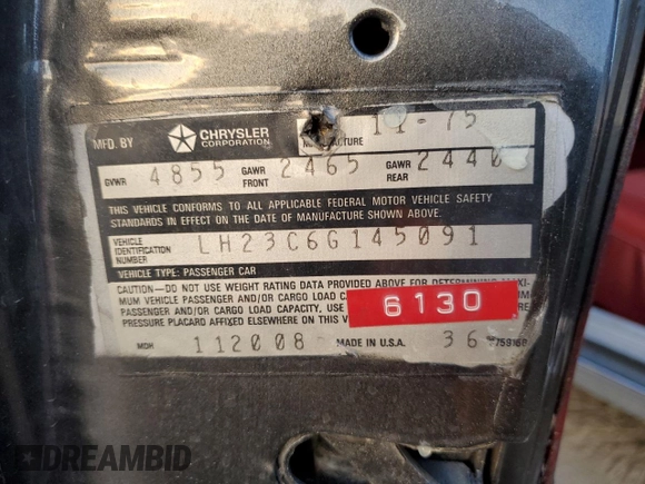 1976 Dodge Dart z VIN LH23C6G145091, wystawiony jako Copart lot #83053324 z przebiegiem 97 798 mil mil oraz Szkoda całkowita • Salvage title. Historia ofert i sprzedaży dostępna na DreamBid. Obrazek 12.