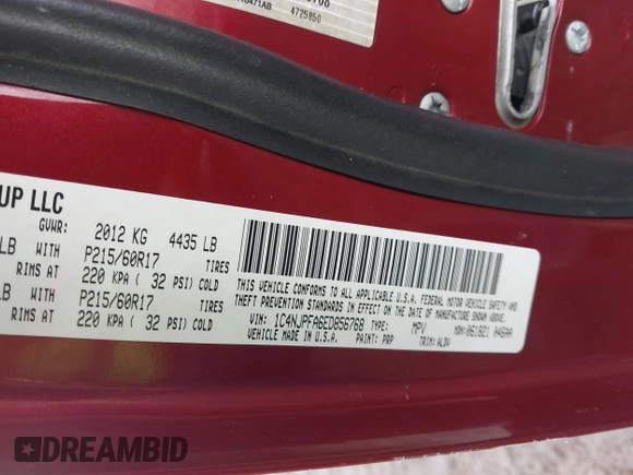 2014 Jeep Patriot Latitude with VIN 1C4NJPFA6ED856768, listed as a IAAI auction lot 41644104 with 133,287 mi miles and . Bid and sale history available at carsss.com. Image 9.