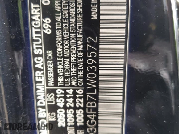 2020 Mercedes-Benz A 220 with VIN WDD3G4FB7LW039572, listed as a Copart auction lot 55587245 with 56,165 mi miles and Clean title. Bid and sale history available at DreamBid. Image 12.