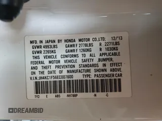2014 Acura RLX Tech Pkg with VIN JH4KC1F56EC007600, listed as a Copart auction lot 66319624 with 145,375 mi miles and Salvage Title. Bid and sale history available at carsss.com. Image 12.