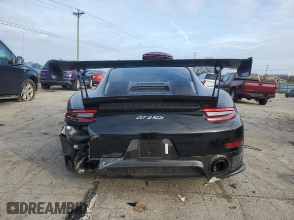2018 Porsche 911 GT2 RS with VIN WP0AE2A96JS185773, listed as a Copart auction lot 85674904 with 5,843 mi miles and Salvage Title. Bid and sale history available at carsss.com. Image 6.