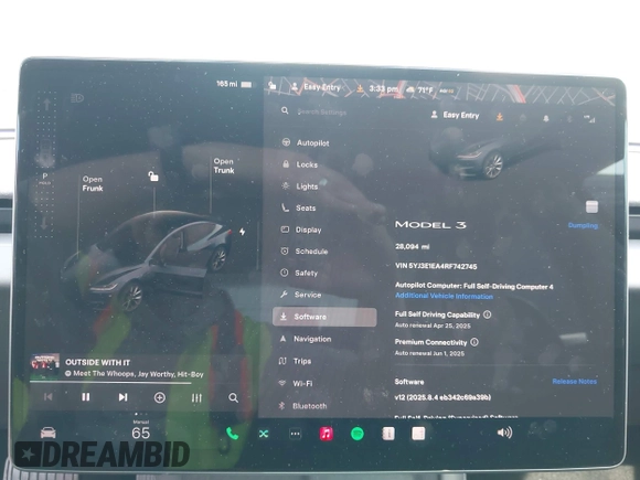 2024 Tesla Model 3 z VIN 5YJ3E1EA4RF742745, wystawiony jako IAAI lot #42085235 z przebiegiem 28 094 mil mil oraz . Historia ofert i sprzedaży dostępna na DreamBid. Obrazek 18.