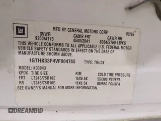 1997 GMC Sierra 3500 z VIN 1GTHK33F4VF004765, wystawiony jako IAAI lot #42053137 z przebiegiem 129 249 mil mil oraz . Historia ofert i sprzedaży dostępna na DreamBid. Obrazek 9.