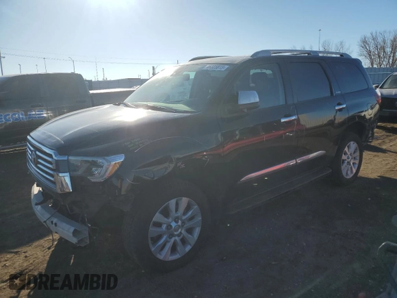 2018 Toyota Sequoia Platinum with VIN 5TDDY5G14JS161570, listed as a Copart auction lot 46323815 with 131,869 mi miles and Salvage Title. Bid and sale history available at carsss.com. Image 1.