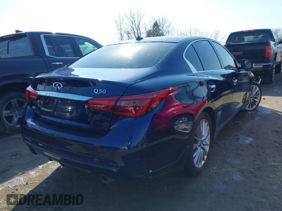 2021 Infiniti Q50 Luxe with VIN JN1EV7BR6MM755747, listed as a IAAI auction lot 41782339 with 65,463 mi miles and . Bid and sale history available at carsss.com. Image 4.