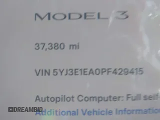 2023 Tesla Model 3 с VIN 5YJ3E1EA0PF429415, выставлен на аукционе IAAI как лот 41590189 с пробегом 37 380 миль миль и . История ставок и продаж доступна на DreamBid. Изображение 15.