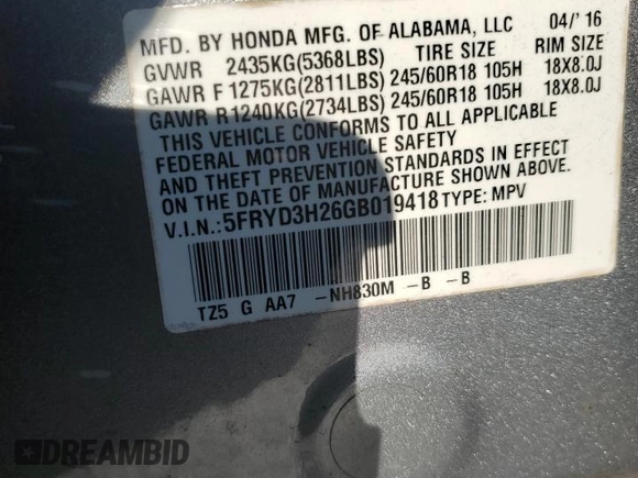 2016 Acura MDX with VIN 5FRYD3H26GB019418, listed as a Copart auction lot 47753555 with 136,957 mi miles and Salvage Title. Bid and sale history available at carsss.com. Image 13.