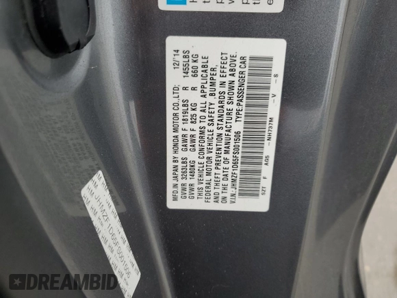 2015 Honda CR-Z EX with VIN JHMZF1D65FS001506, listed as a Copart auction lot 43761545 with 110,909 mi miles and Clean Title. Bid and sale history available at carsss.com. Image 12.